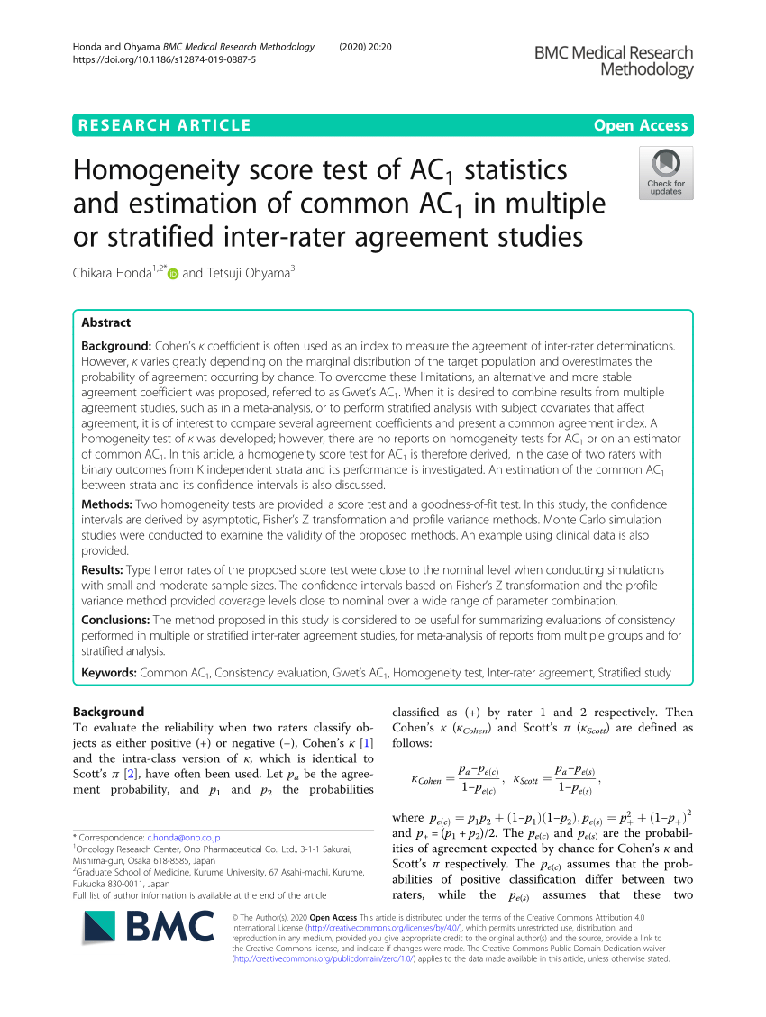 Sult dagbog negativ (PDF) Homogeneity score test of AC1 statistics and estimation of common AC1  in multiple or stratified inter-rater agreement studies