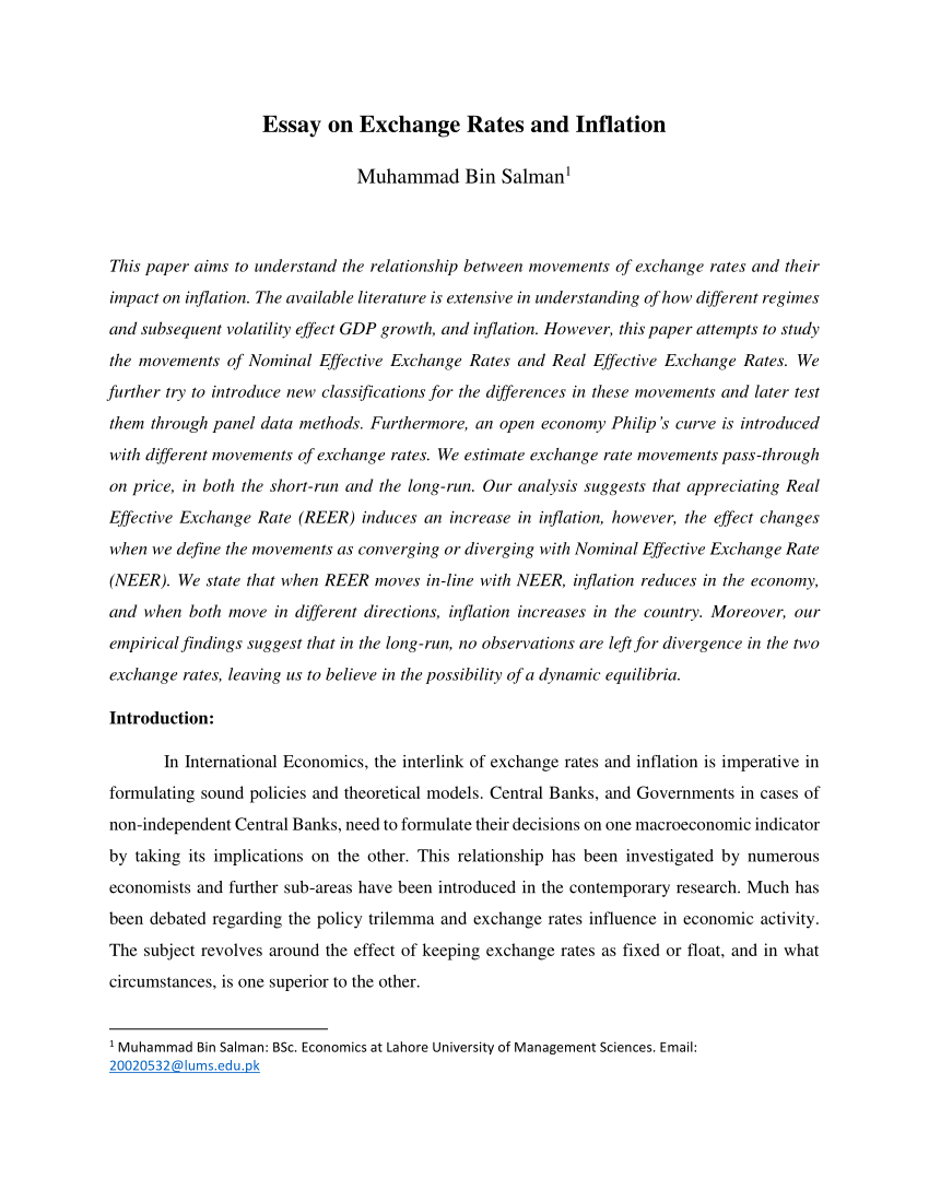 economics inflation essay pdf