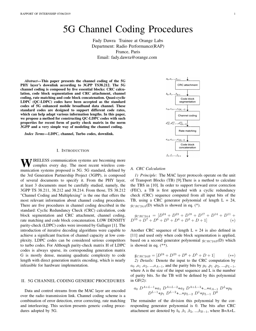 Pdf 5g Channel Coding Procedures