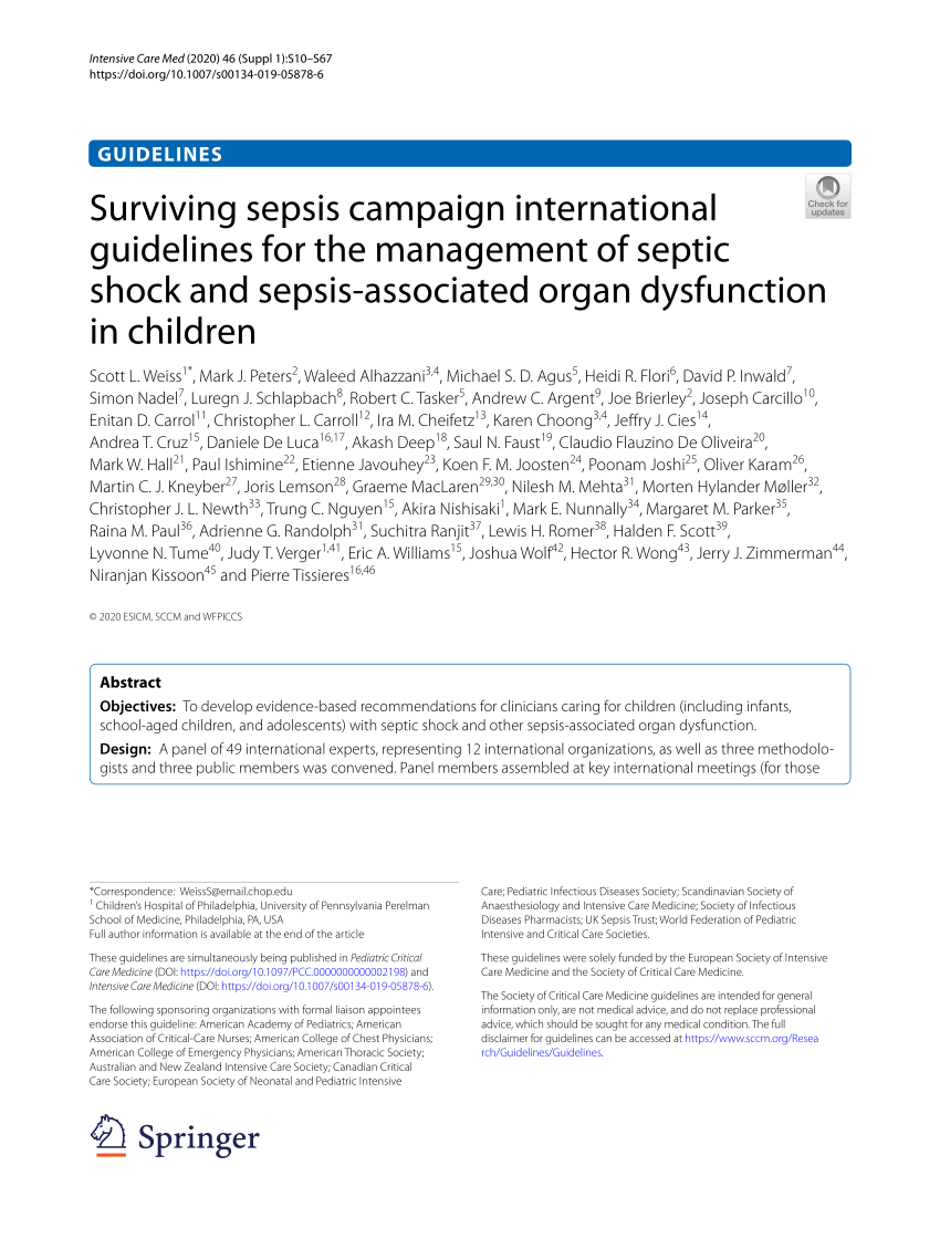 Pdf Surviving Sepsis Campaign International Guidelines For The