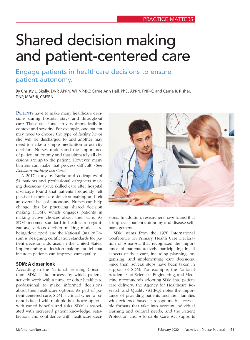 Pdf Shared Decision Making And Patient Centered Care Engage Patients