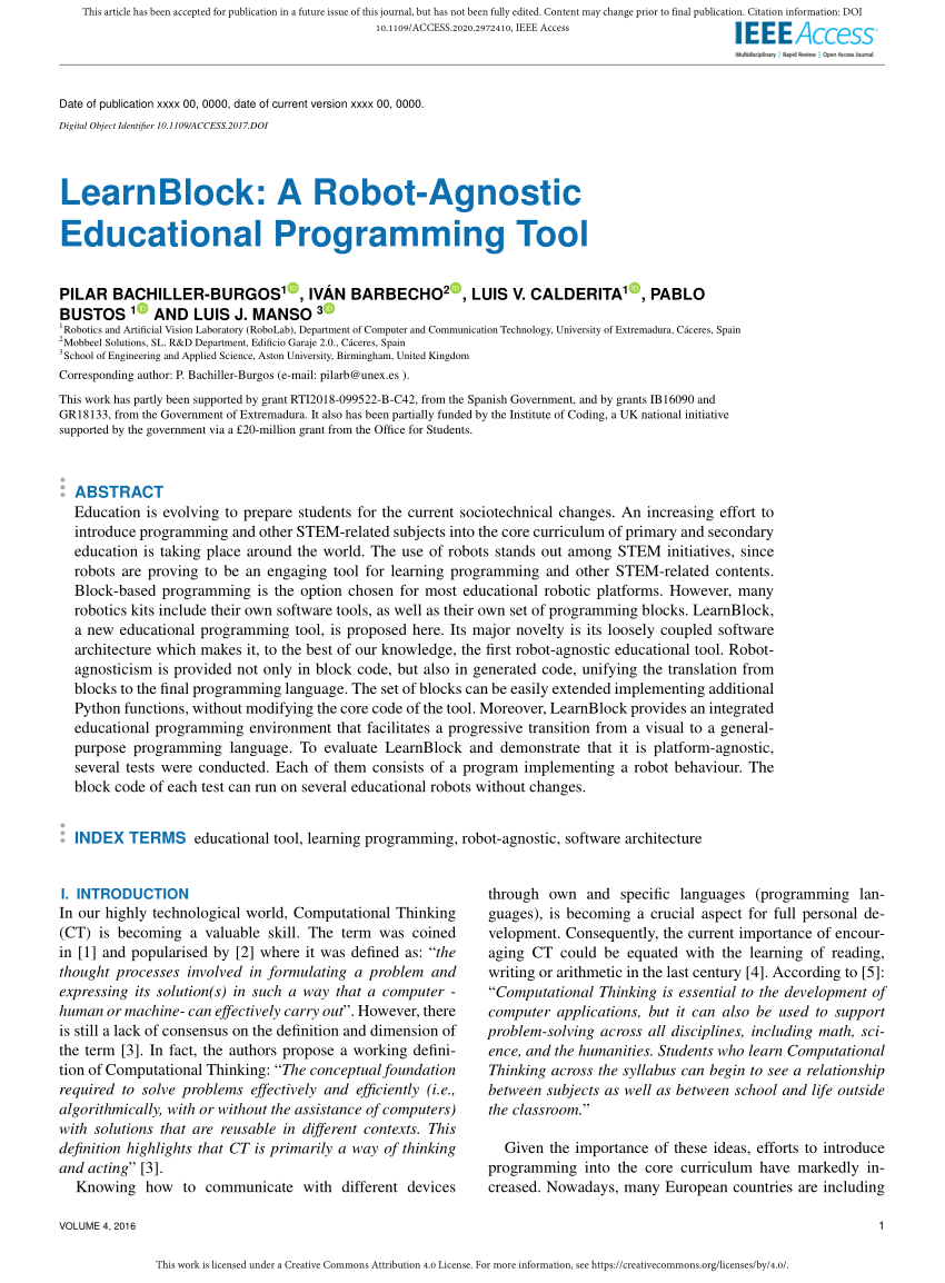 PDF) LearnBlock: A Robot-Agnostic Educational Programming Tool
