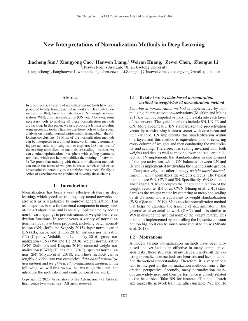 Pdf New Interpretations Of Normalization Methods In Deep Learning