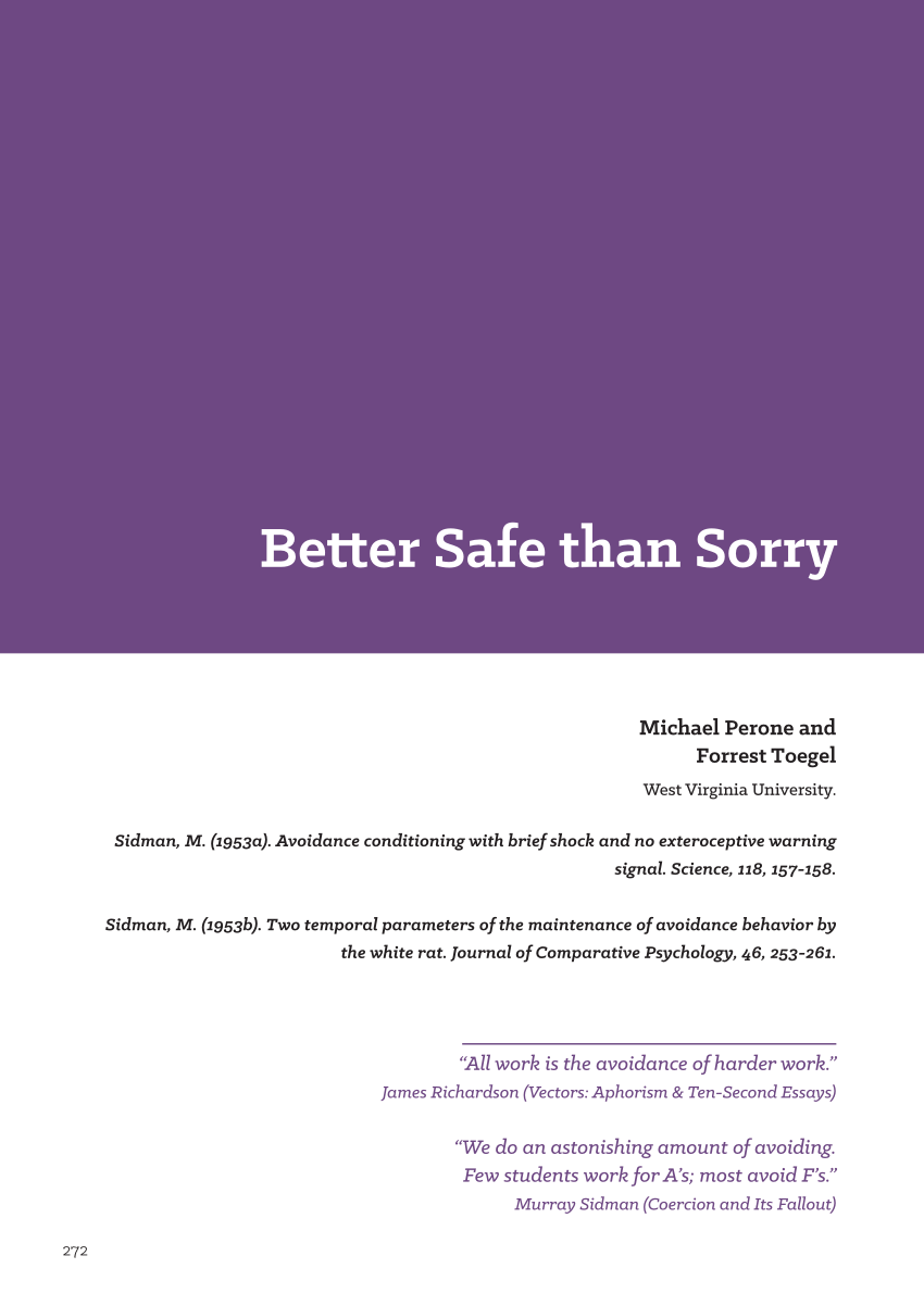 essay on better safe than sorry