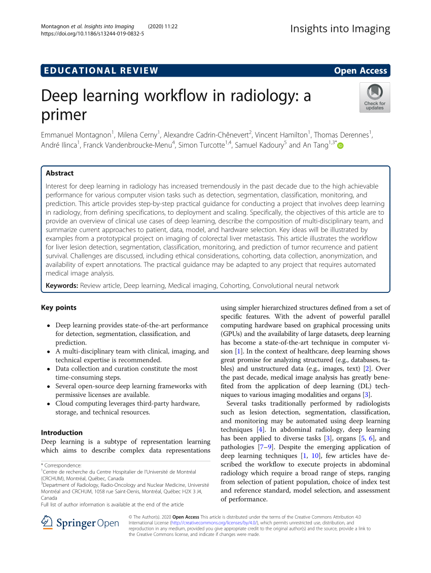PDF) Deep learning workflow in radiology: a primer