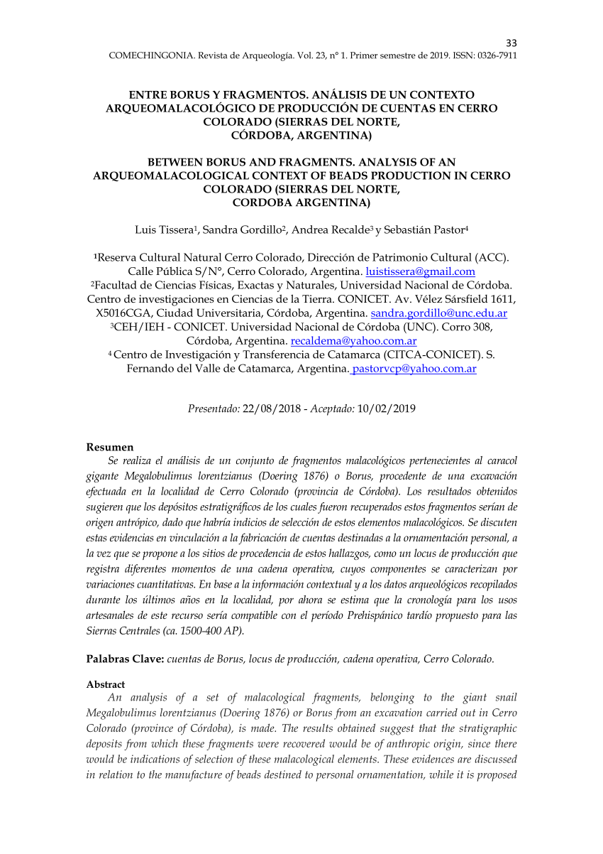 Pdf Entre Borus Y Fragmentos Analisis De Un Contexto Arqueomalacologico De Produccion De Cuentas En Cerro Colorado Sierras Del Norte Cordoba Argentina