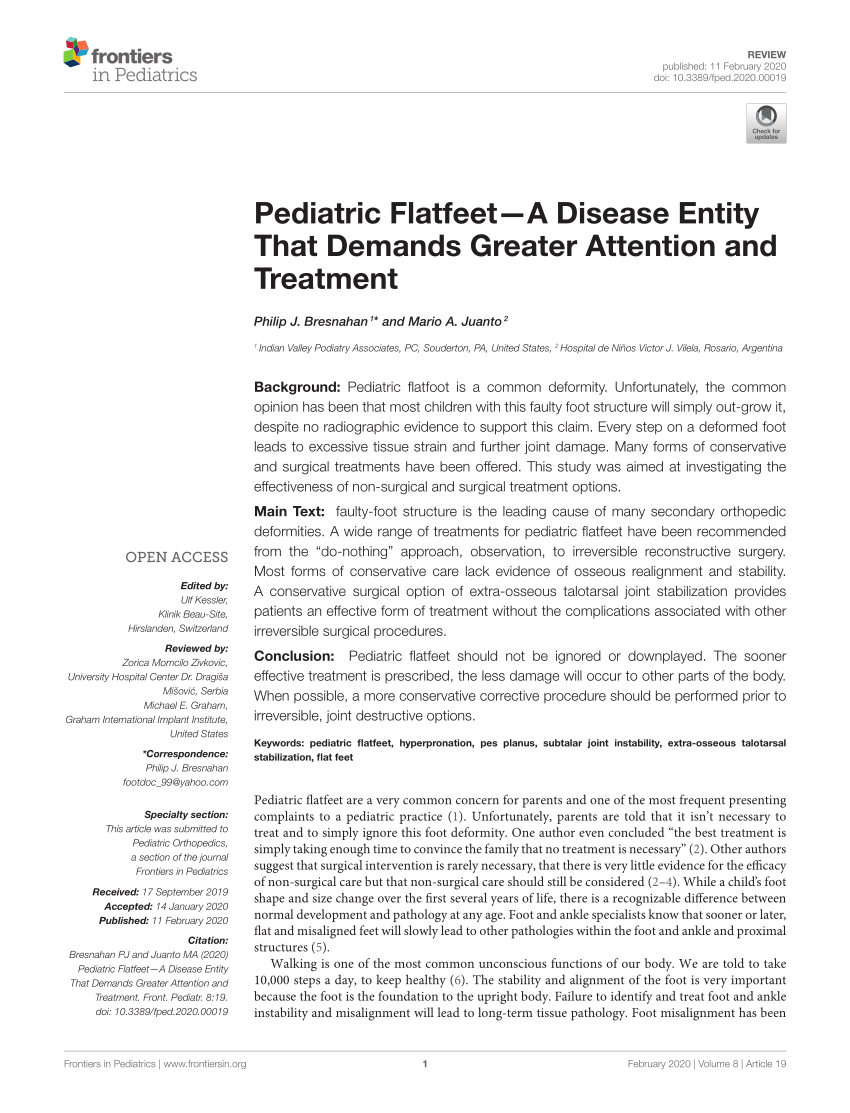 PDF) Pediatric Flatfeet—A Disease Entity That Demands Greater