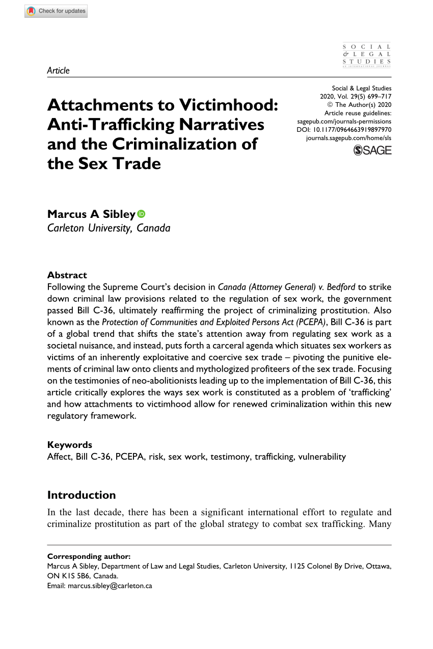 Pdf Attachments To Victimhood Anti Trafficking Narratives And The