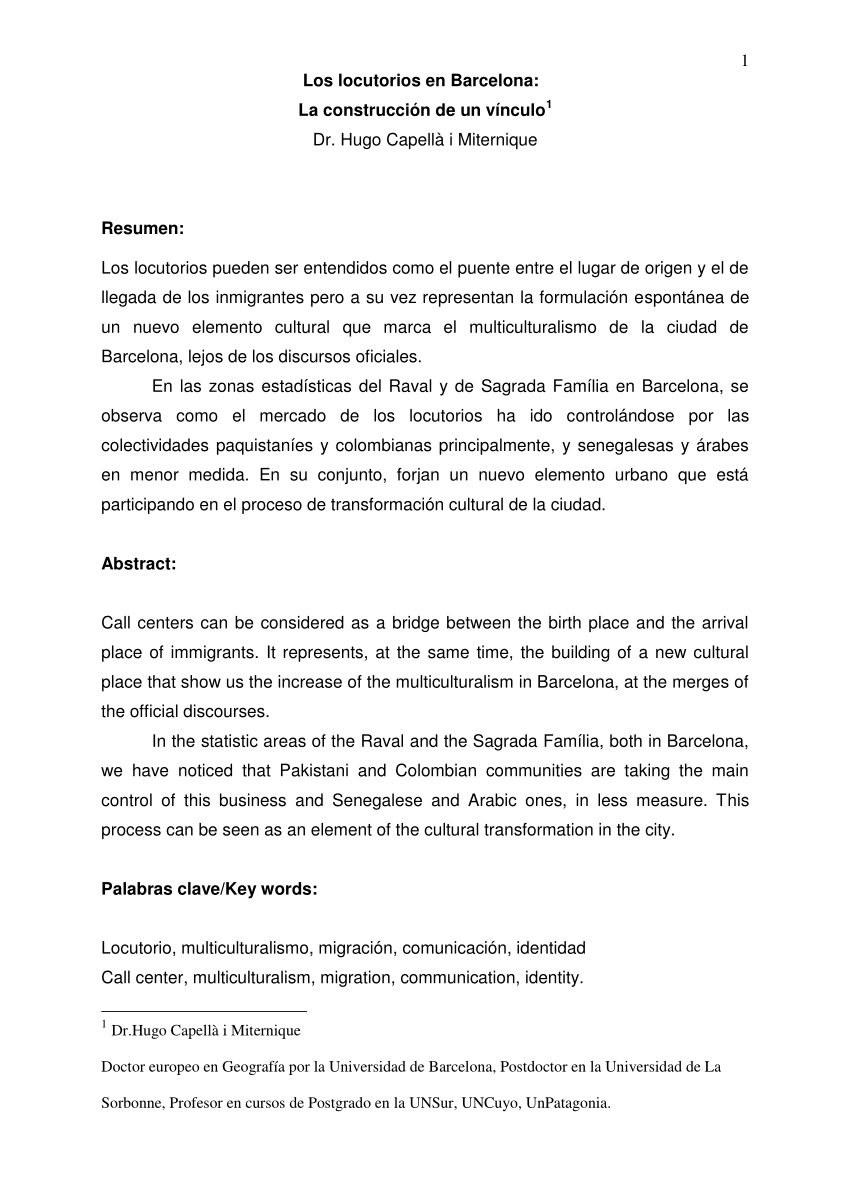 (PDF) Locutorios en Barcelona: La construcción de un vínculo