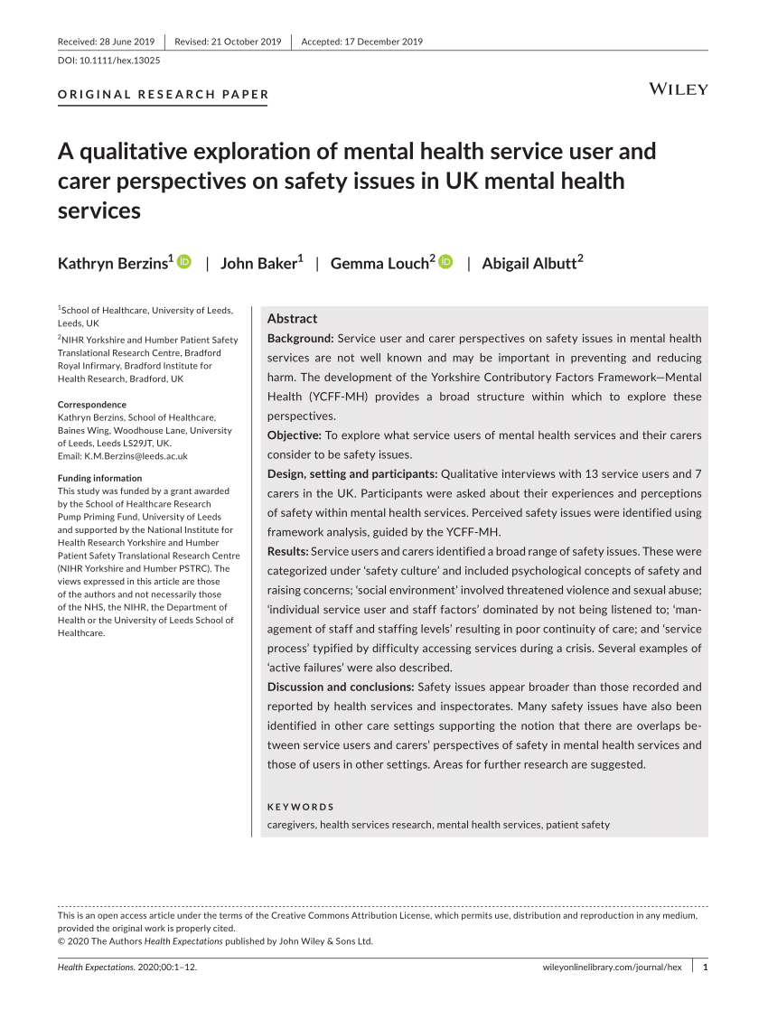 qualitative research in mental health services