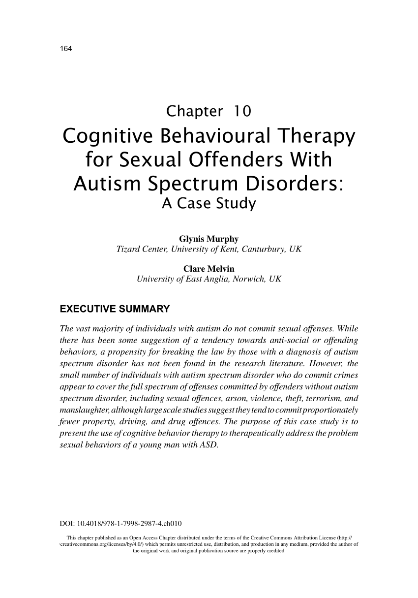 Pdf Cognitive Behavioural Therapy For Sexual Offenders With Autism Spectrum Disorders A Case 7771