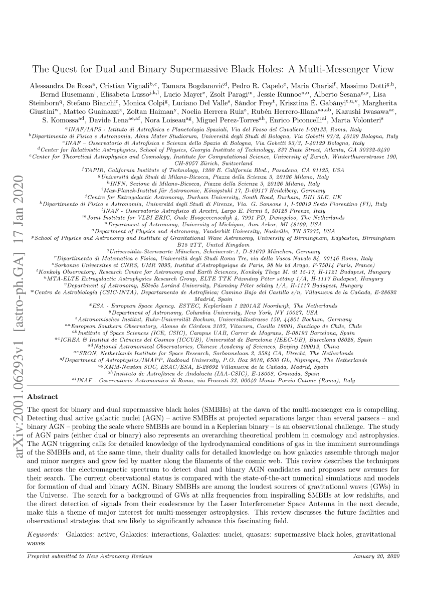 PDF) The Quest for Dual and Binary Supermassive Black Holes: A 