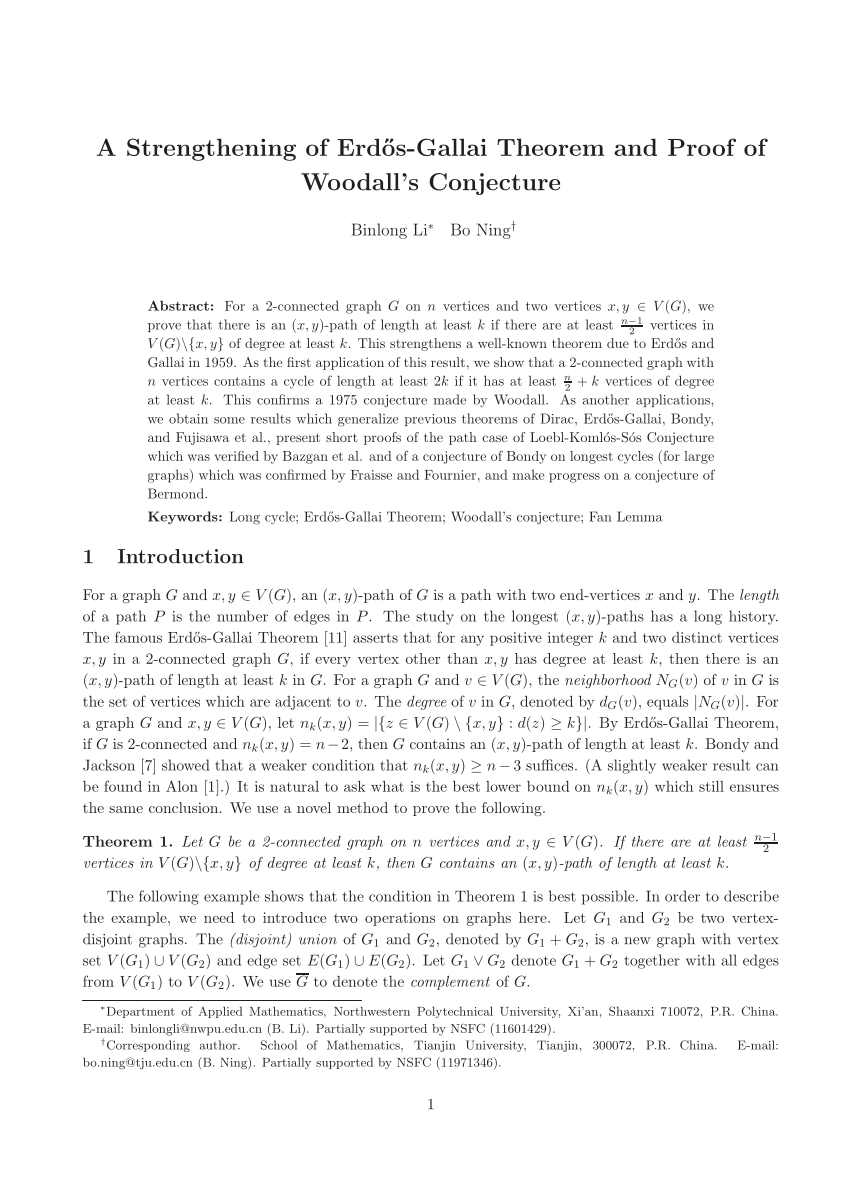 Pdf A Strengthening Of Erdos Gallai Theorem And Proof Of Woodall S Conjecture