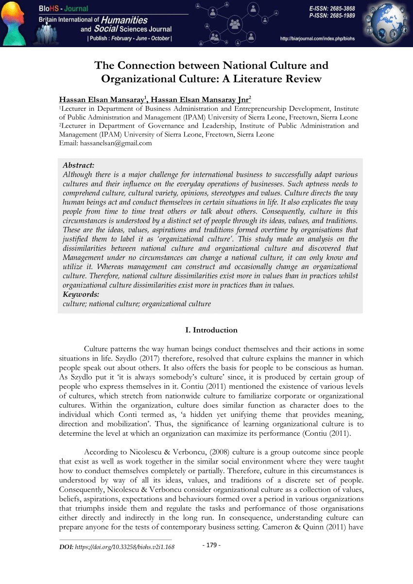 research paper on organizational culture pdf