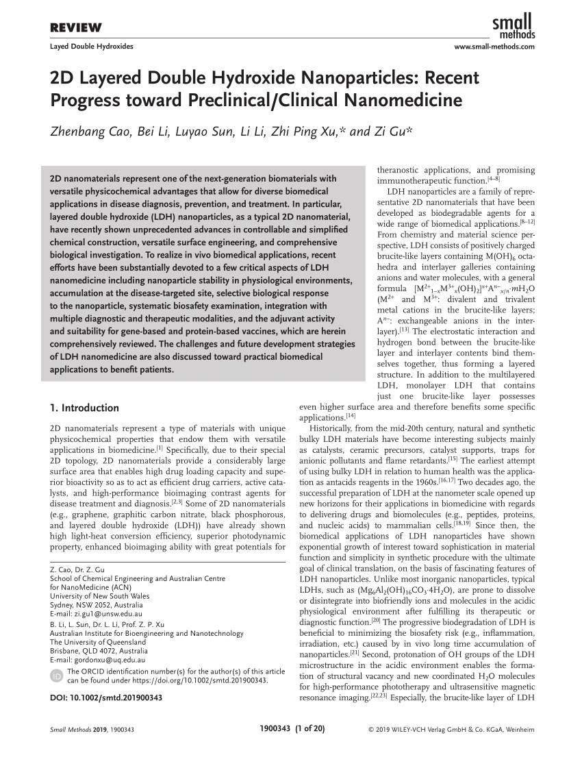 PDF) Targeted Drug Delivery: 2D Layered Double Hydroxide 