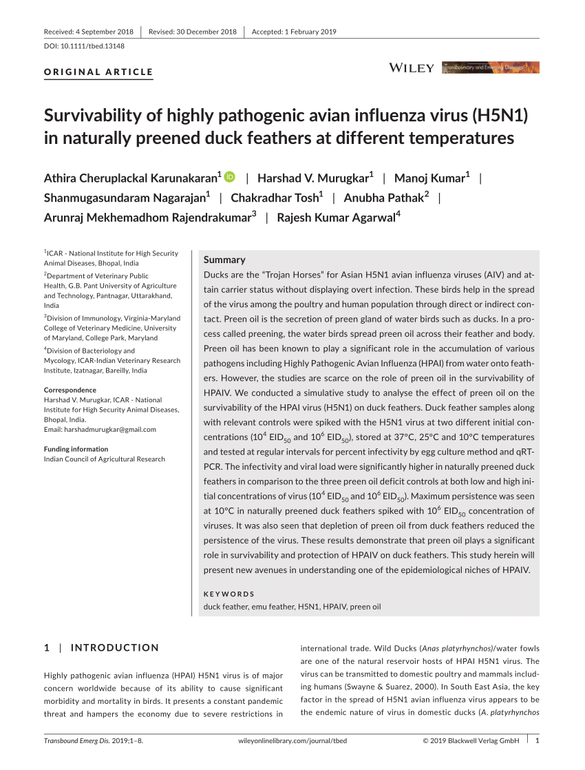 (PDF) Karunakaran et al2019Transboundary and Emerging Diseases