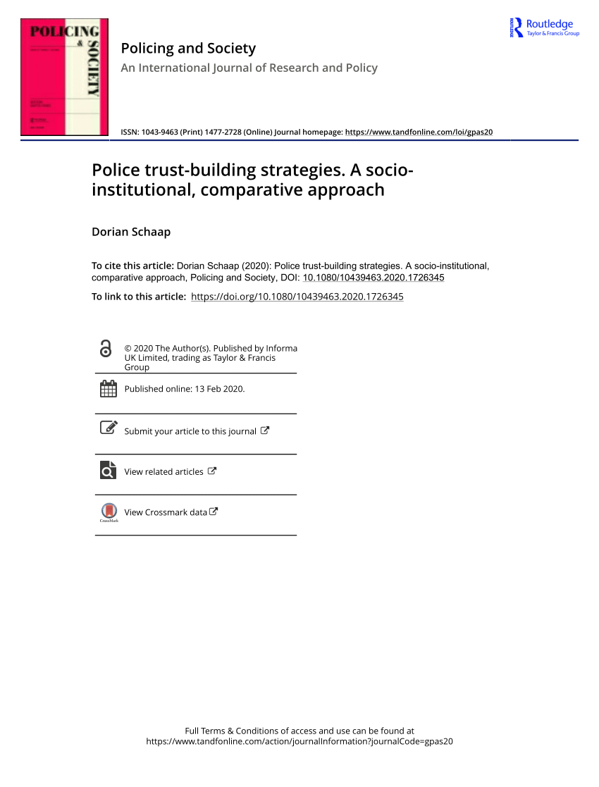 Pdf Police Trust Building Strategies A Socio Institutional Comparative Approach