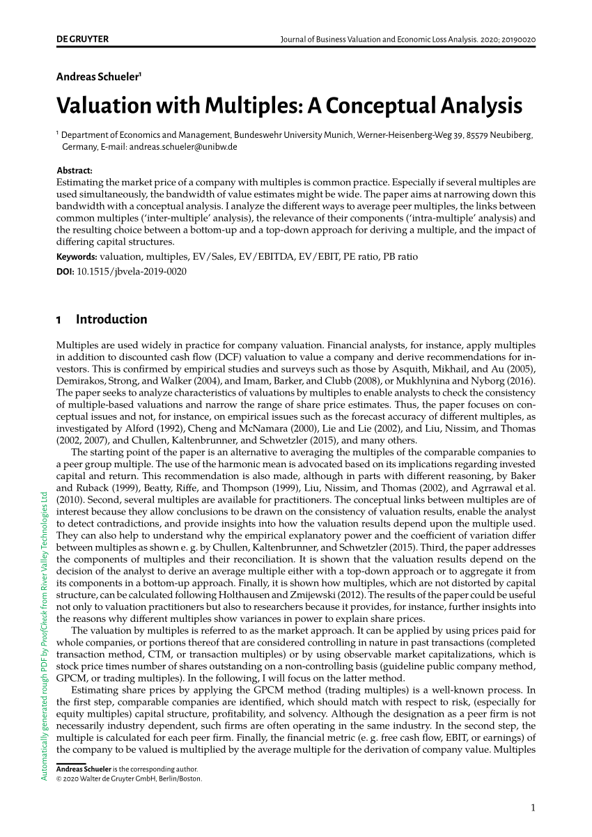 PDF Valuation with Multiples A Conceptual Analysis