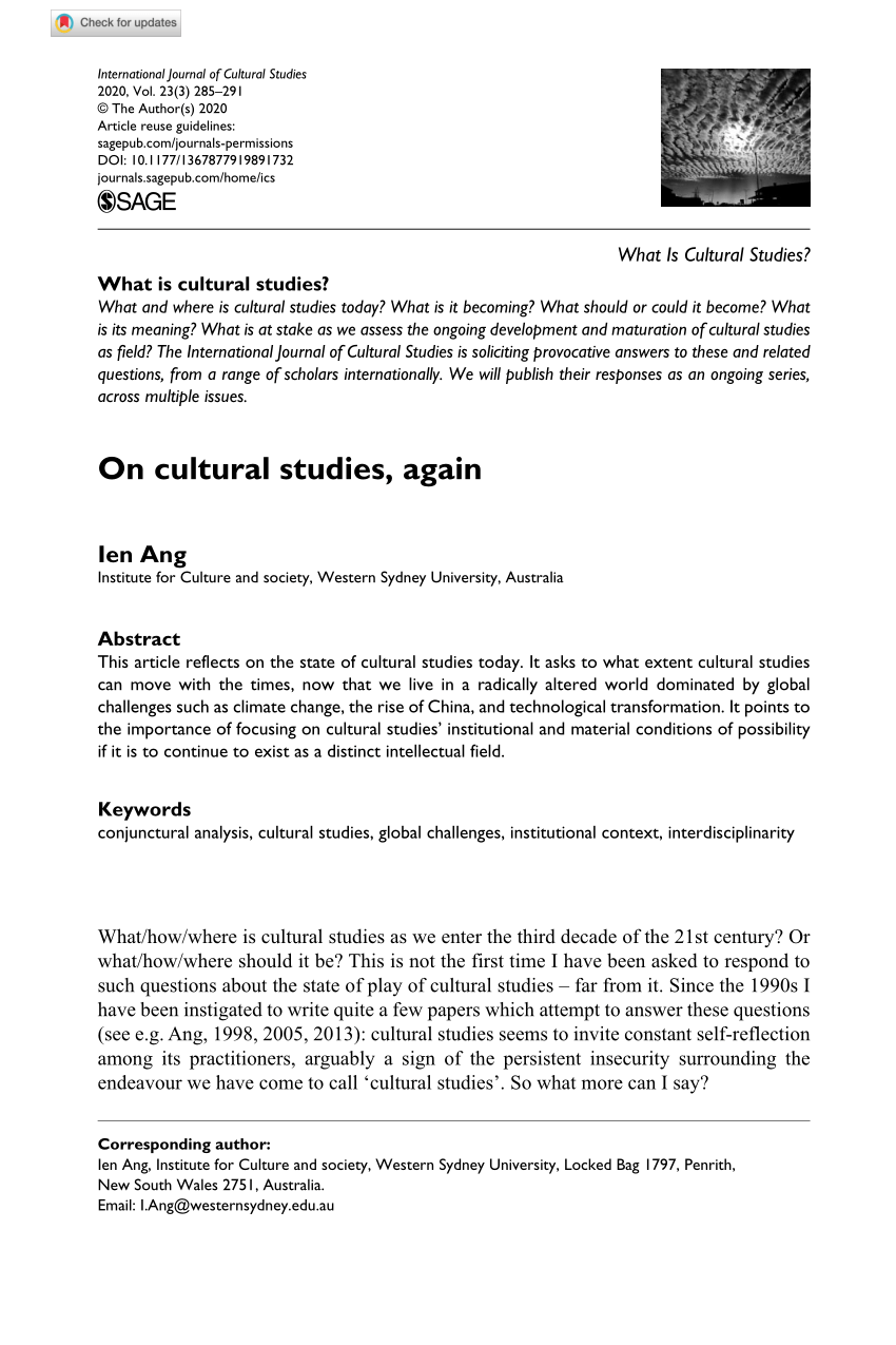 cultural studies research papers free
