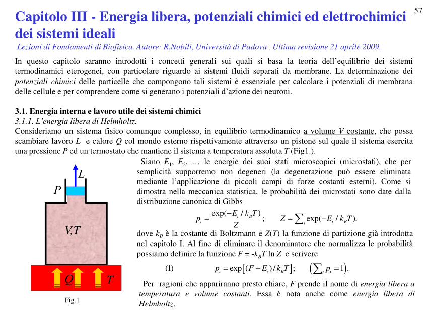 PDF) Capitolo III -Energia libera, potenziali chimici ed elettrochimici dei  sistemi ideali