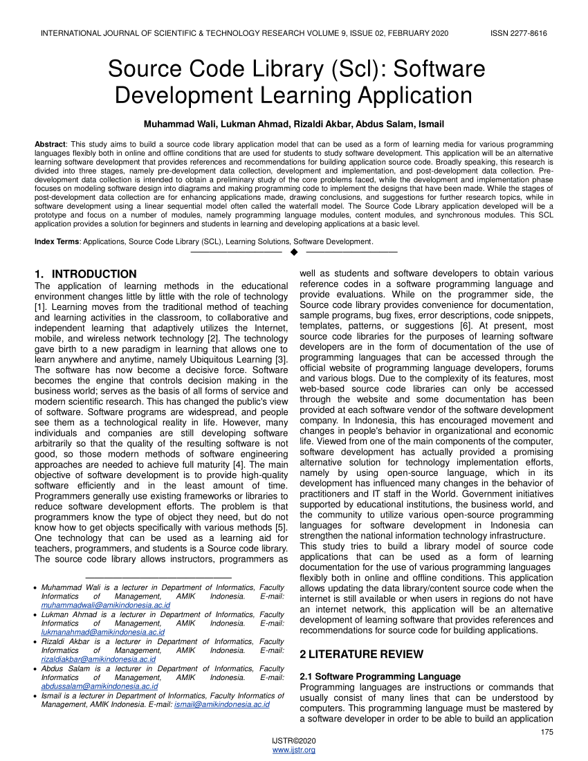 Pdf Source Code Library Scl Software Development Learning Application