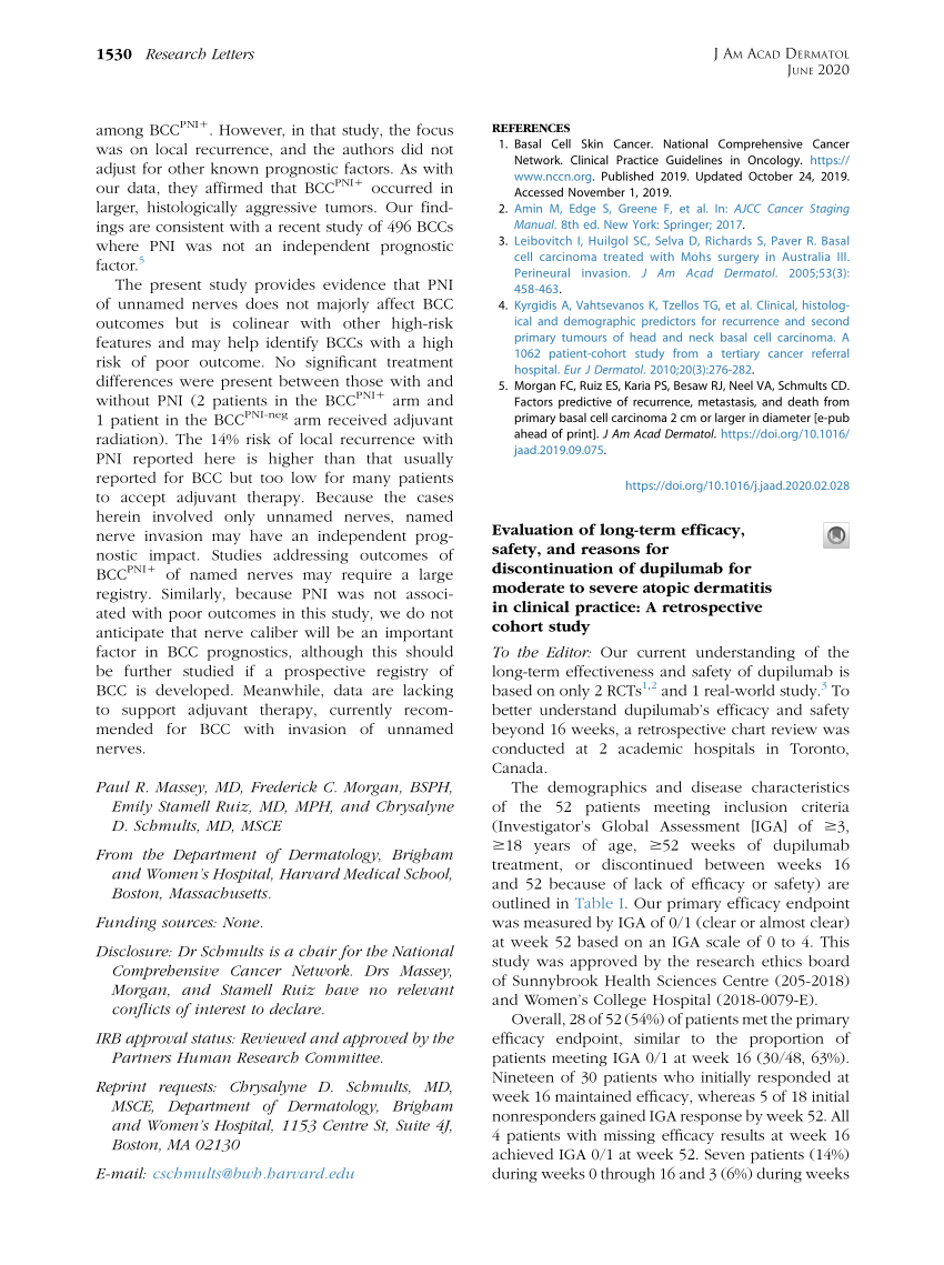 Pdf Evaluation Of Long Term Efficacy Safety And Reasons For Discontinuation Of Dupilumab For 