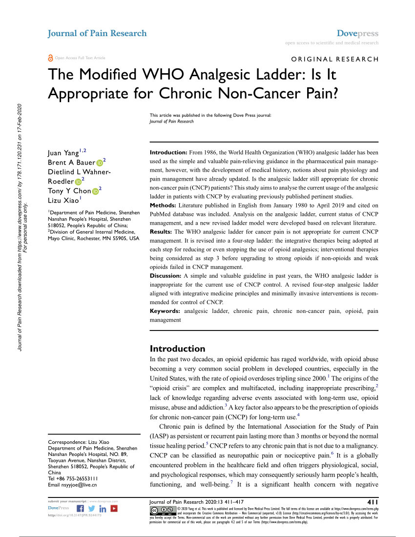(PDF) The Modified WHO Analgesic Ladder: Is It Appropriate for Chronic