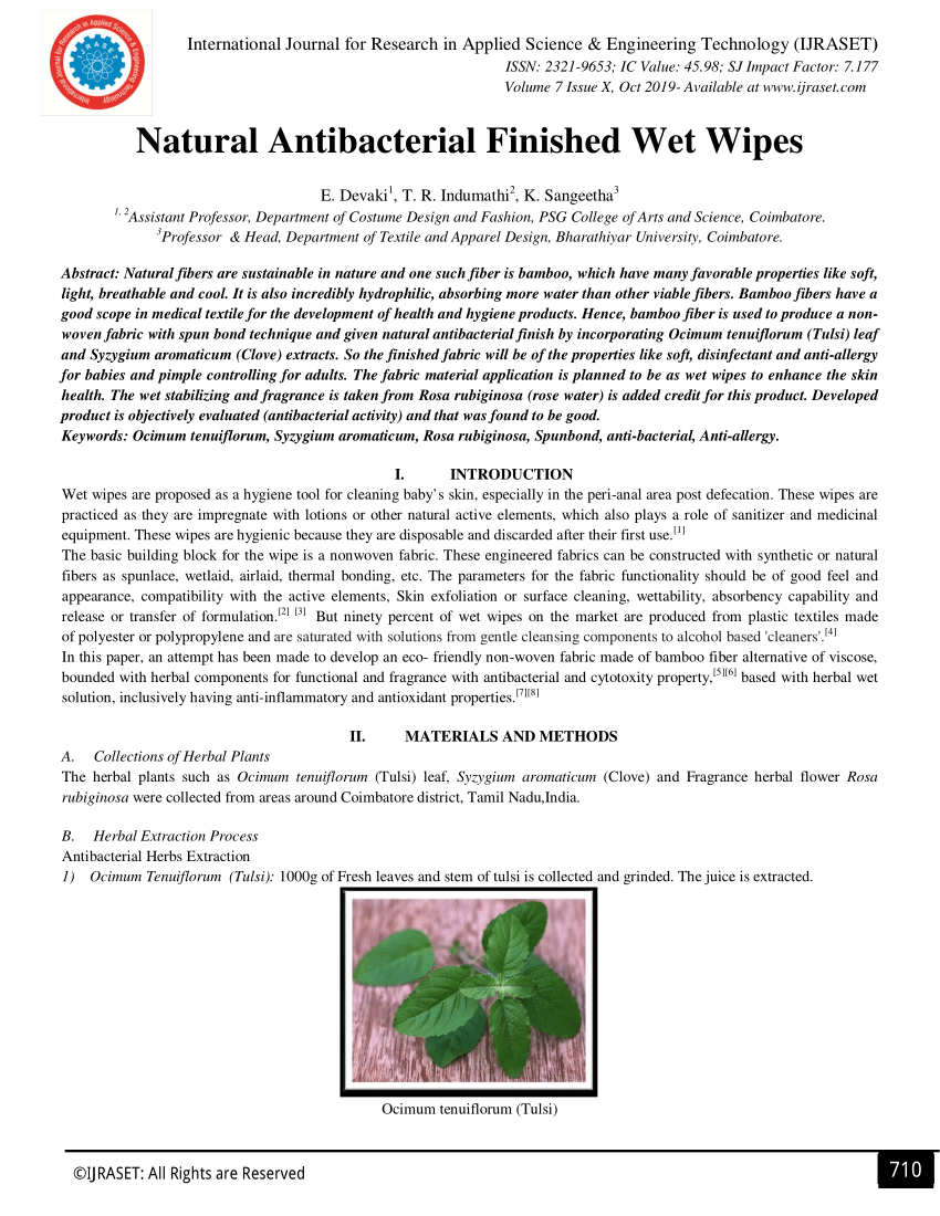 (PDF) Natural Antibacterial Finished Wet Wipes