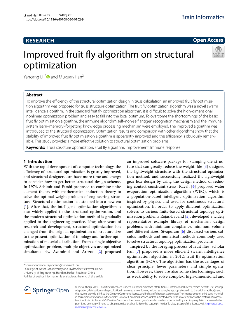 PDF) Improved fruit fly algorithm on structural optimization