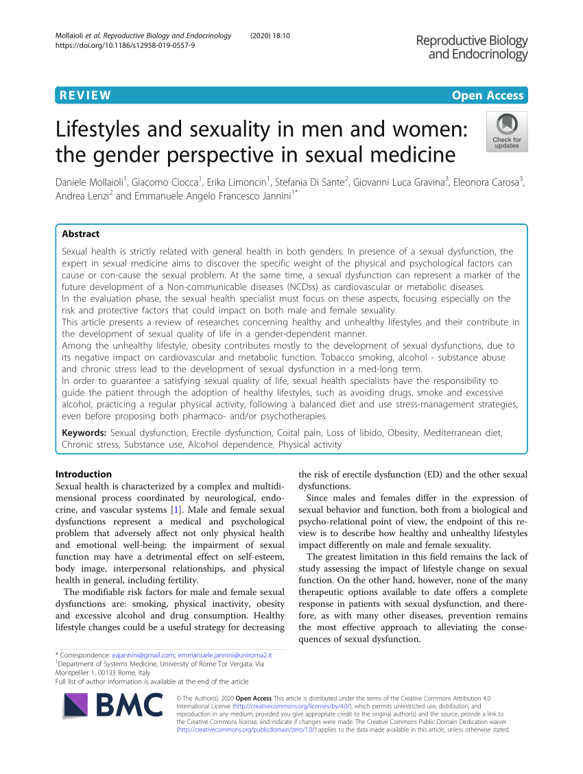 PDF) Lifestyles and sexuality in men and women The gender perspective in sexual medicine pic picture