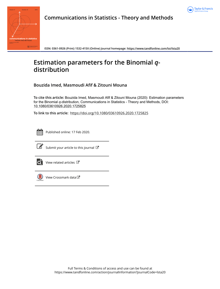 Pdf Estimation Parameters For The Binomial Q Distribution