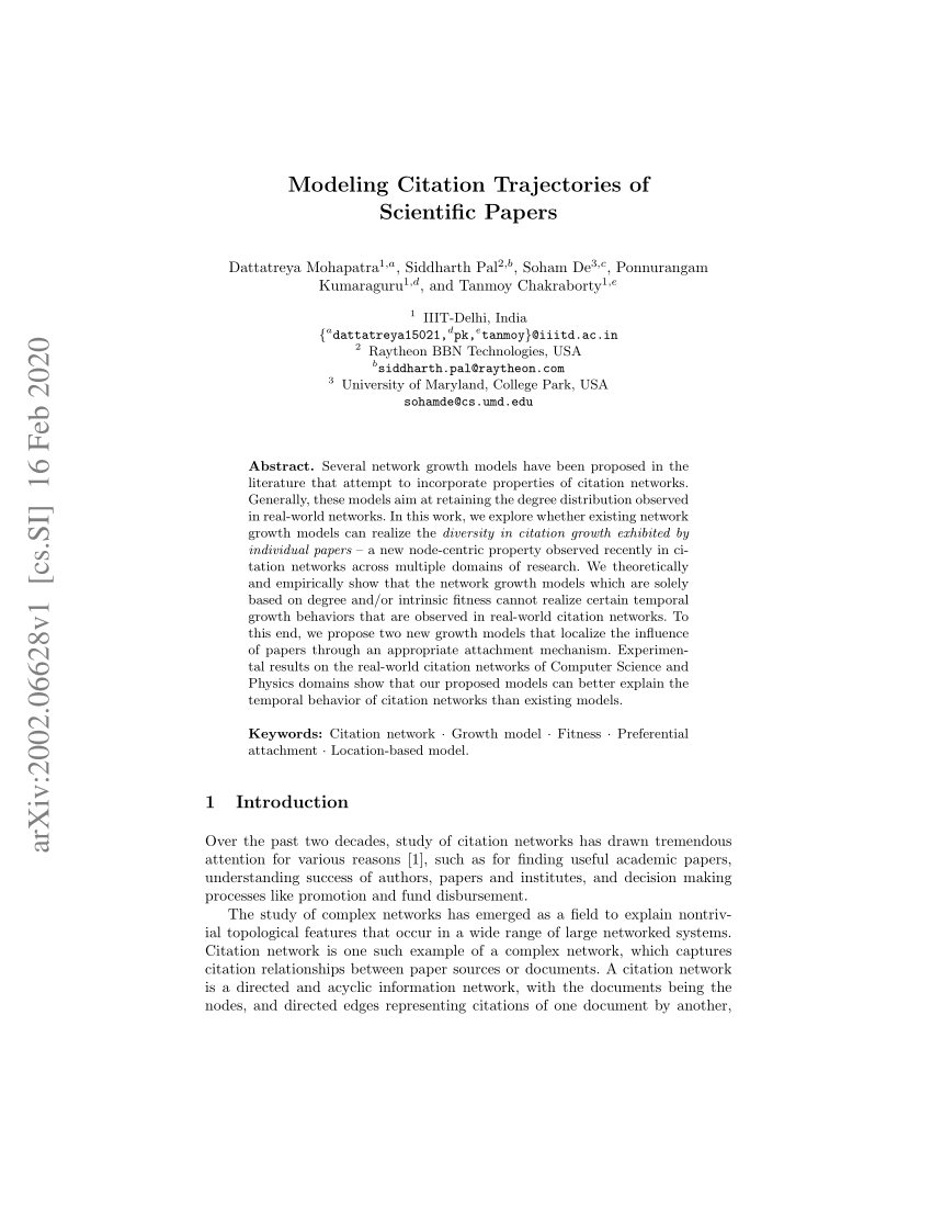 Pdf Modeling Citation Trajectories Of Scientific Papers