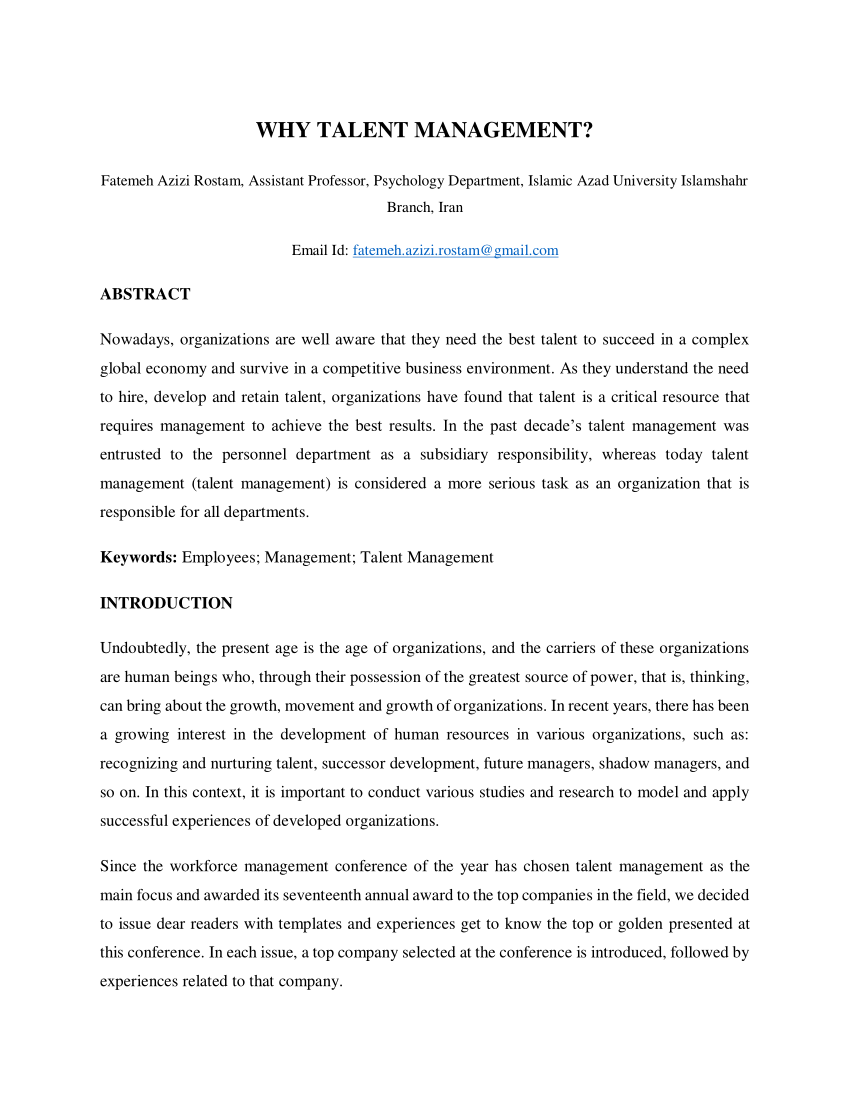 research paper on talent management pdf