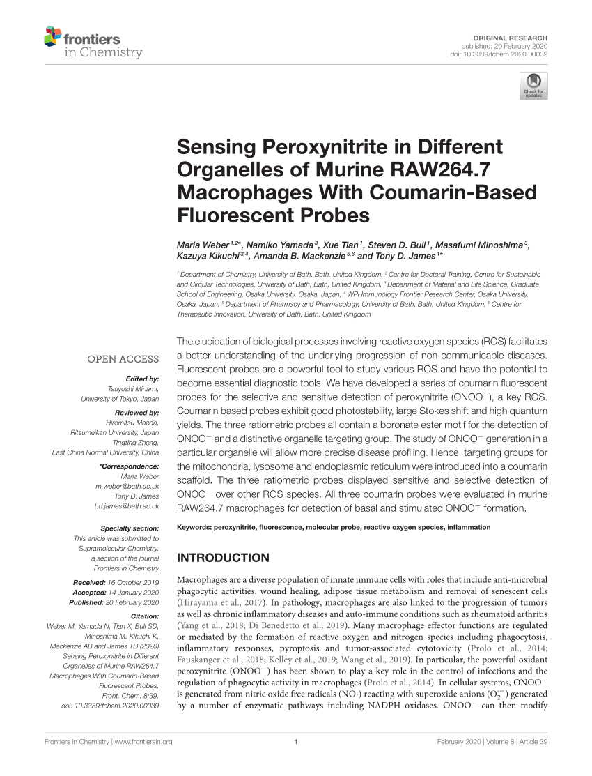 PDF) Sensing Peroxynitrite in Different Organelles of Murine RAW264.7  Macrophages With Coumarin-Based Fluorescent Probes