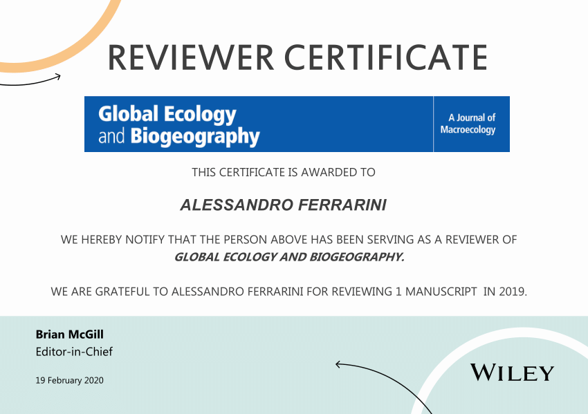 Pdf Reviewer Award Global Ecology And Biogeography