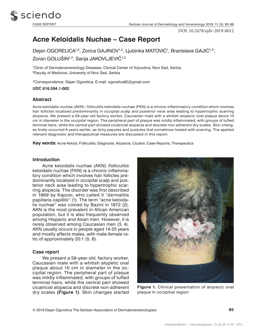 PDF) Acne Keloidalis Nuchae – Case Report