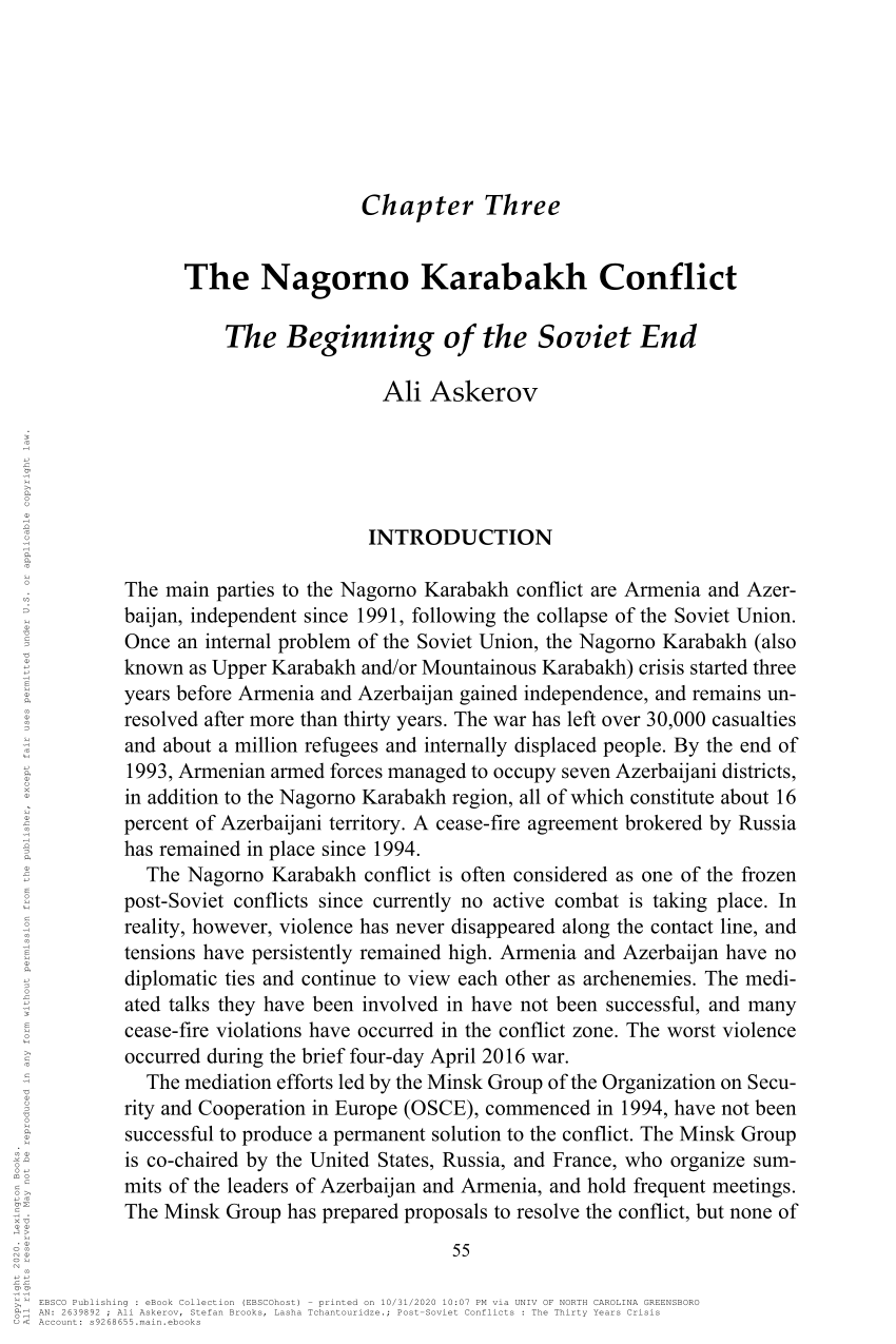 Applying International Law to the Nagorno-Karabakh Conflict - Opinio Juris