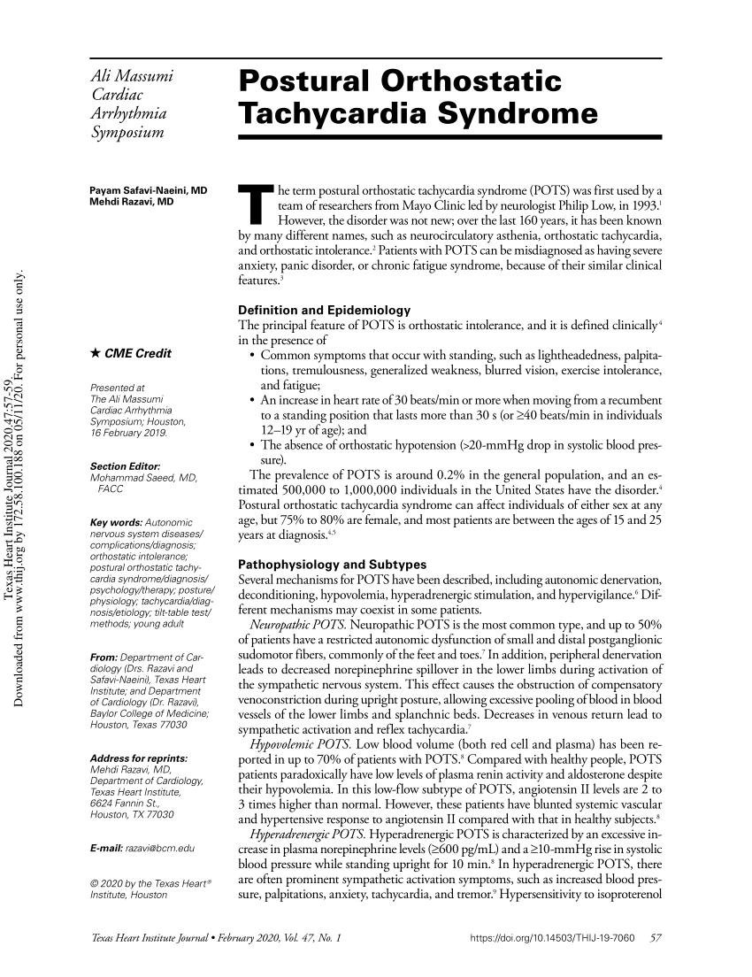 PDF) Postural Orthostatic Tachycardia Syndrome