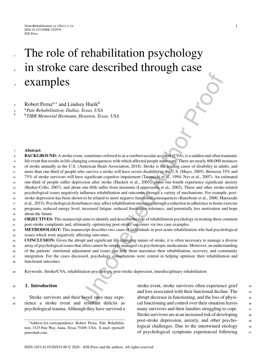 rehabilitation psychology case study