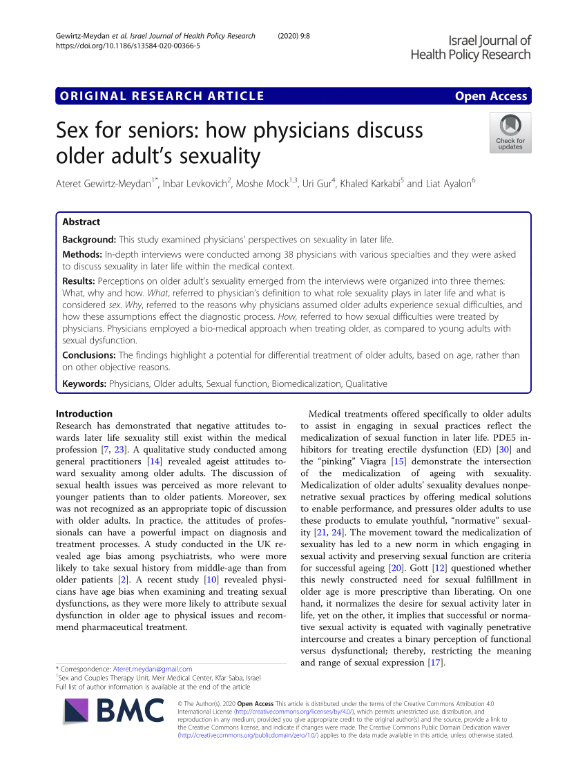 PDF Sex for seniors how physicians discuss older adult s sexuality