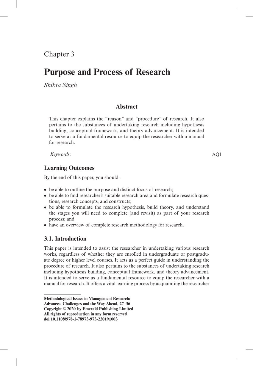 purpose of the research paper