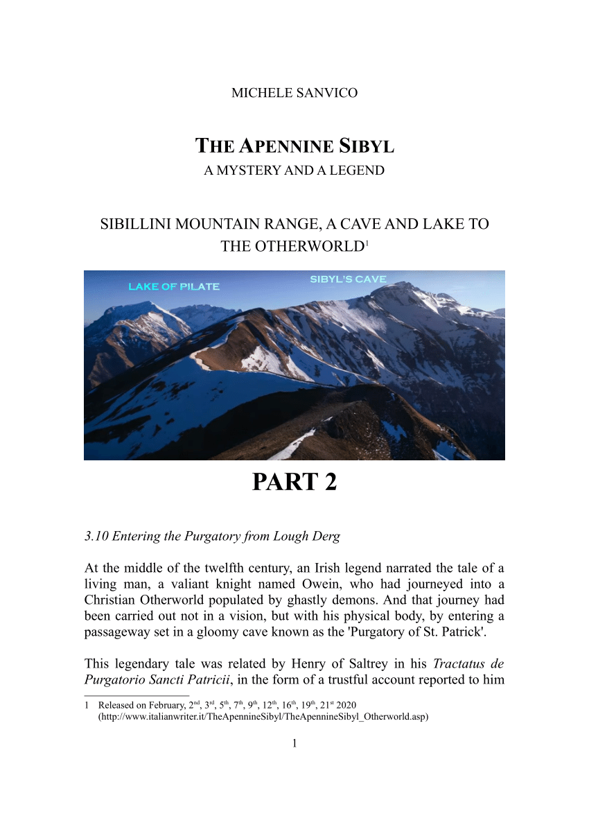 Pdf Sibillini Mountain Range A Cave And Lake To The Otherworld Part 2
