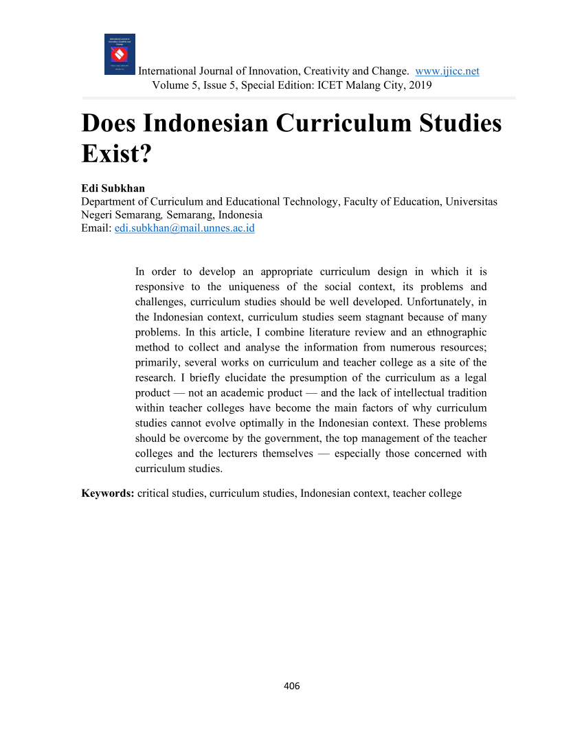 Pdf Does Indonesian Curriculum Studies Exist