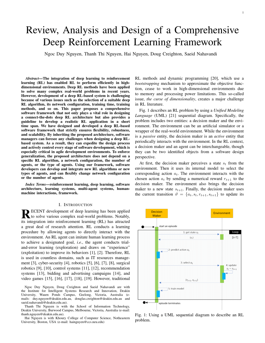 PDF) Review, Analysis and Design of a Comprehensive Deep Reinforcement  Learning Framework