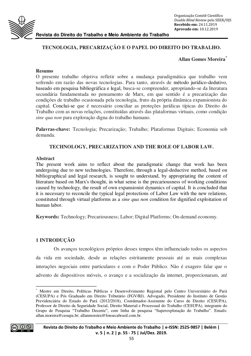 PDF) O efeito expansionista do direito do trabalho frente a revolução 4.0  no Brasil