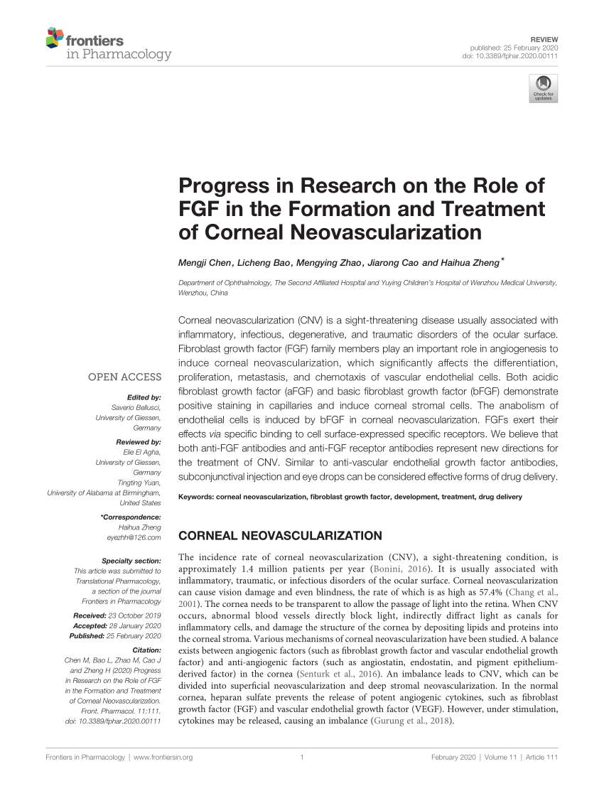 PDF) Progress in Research on the Role of FGF in the Formation and 