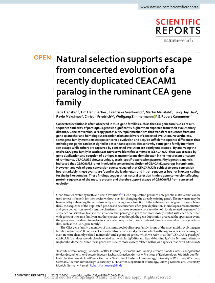 PDF) Natural selection supports escape from concerted evolution of ...