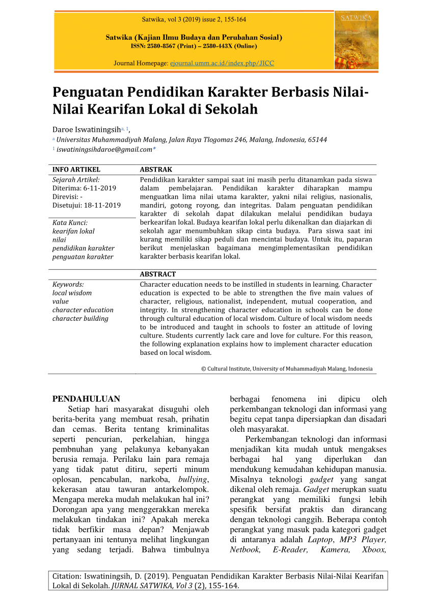 Contoh Artikel Kearifan Lokal Dalam Pendidikan Karakter Temukan Contoh