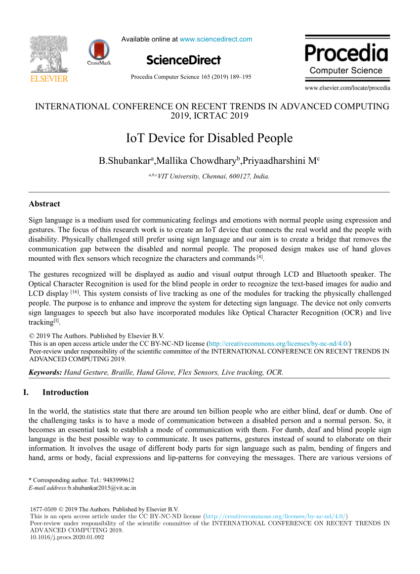 (PDF) IoT Device for Disabled People