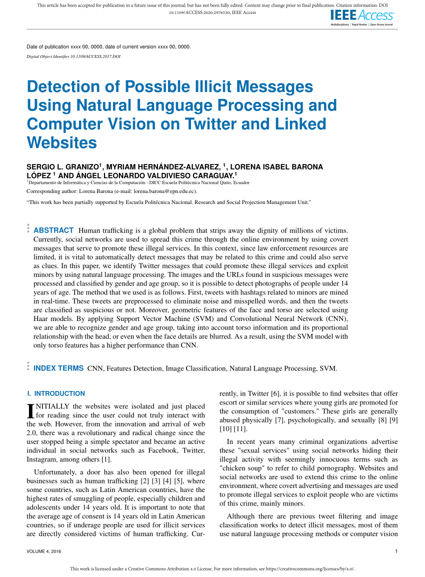 PDF) Detection of Possible Illicit Messages Using Natural Language  Processing and Computer Vision on Twitter and Linked Websites
